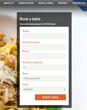 Book a table form