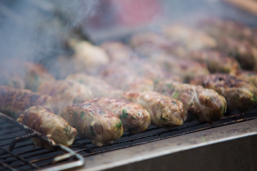 Sheftalia kofta (mincemeat wrapped in caul fat)